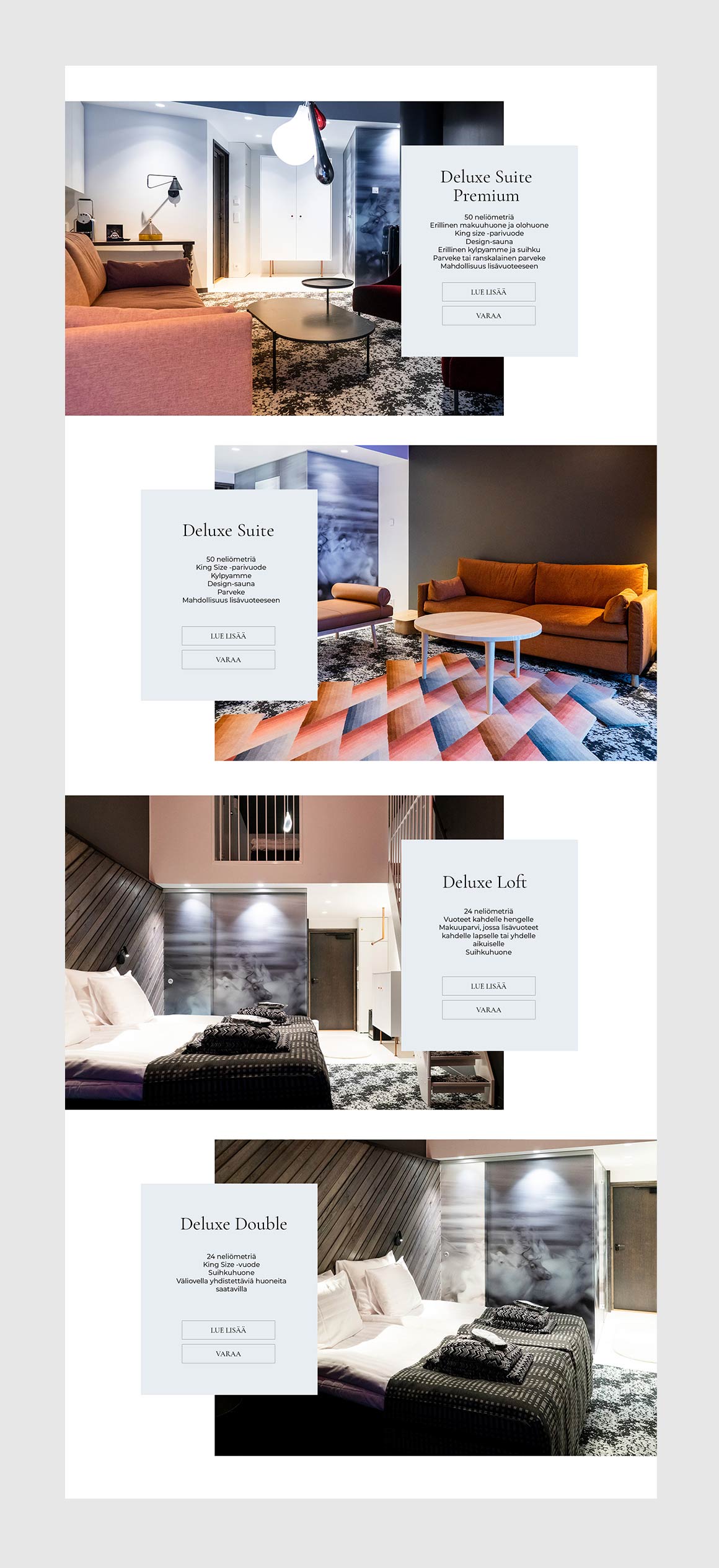 Design Hotel Levi www-sivut Design Hotel Levin huonetyypit.